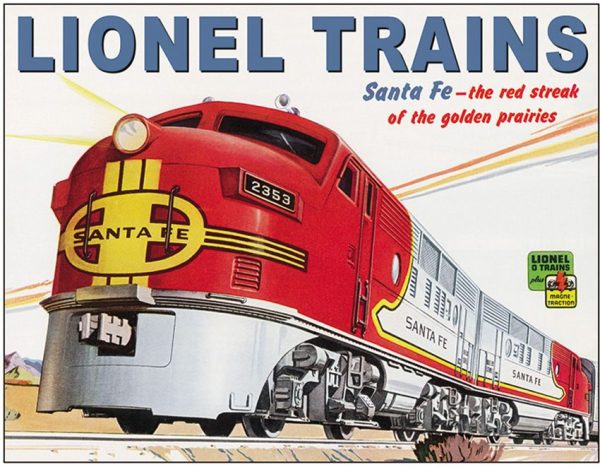 Tin Signs Lionel Santa Fe Vintage Train Sign