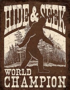 Tin Signs Bigfoot Hide & Seek Cryptid Tin Sign