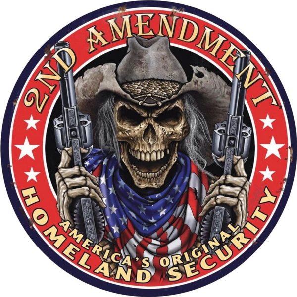Tin Signs 2nd Amendment Vintage Tin Sign - 11.75 inches Round