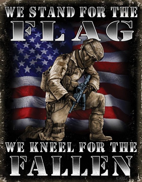 Tin Signs Kneel for the Fallen Vintage Tin Sign - 12.5 x 16 inches