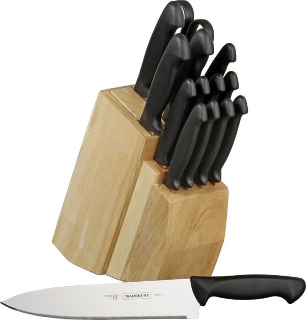Tramontina Diamant 15 Piece Knife Set Stainless Serrated Block