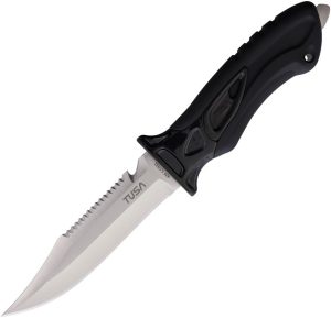 TUSA X-Pert II Dive Knife 4.5" 420 Stainless Fixed Blade Black