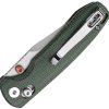 TRIVISA Butterfly Crossbar Lock Folding Knife 3in 14C28N Green Canvas Micarta