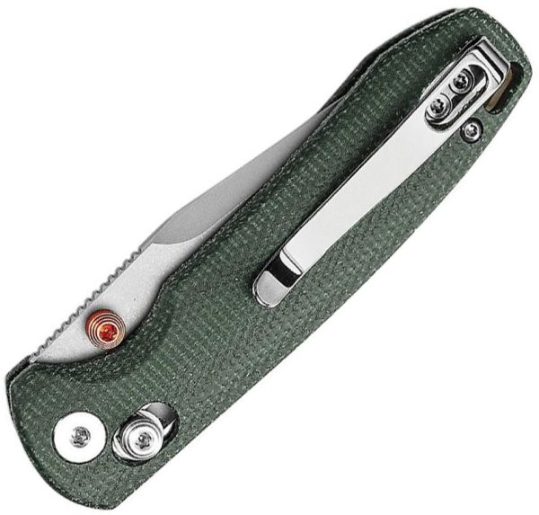 TRIVISA Butterfly Crossbar Lock Folding Knife 3in 14C28N Green Canvas Micarta