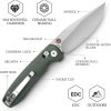 TRIVISA Butterfly Crossbar Lock Folding Knife 3in 14C28N Green Canvas Micarta