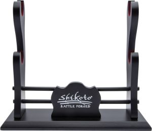 United Cutlery Shikoto Double Sword Stand Black Wood Display