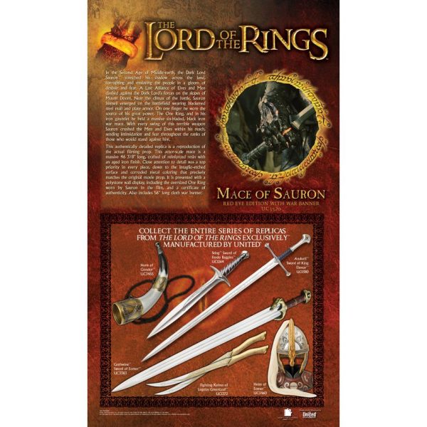 United Cutlery LOTR Mace Of Sauron Red Eye 51" Replica