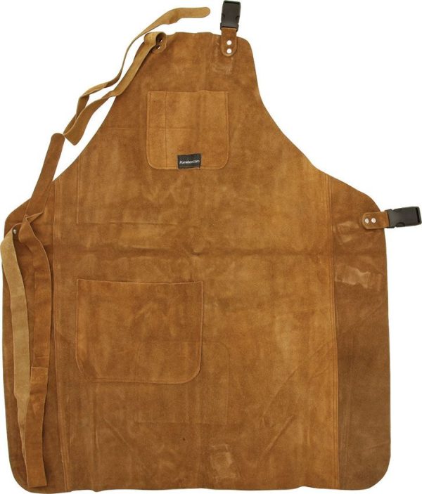 UJ04.jpg UJ Ramelson Three Pocket Carvers Apron Brown Leather Woodworking
