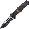 USM3010BK.jpg USMC Rapid Lock Black Folding Knife 3.9" Serrated Stainless Blade