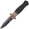 USMC Linerlock Black Tan G10 Folding Knife 3.5" Blade