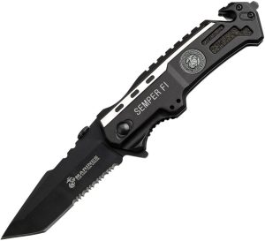 USMC Marines Rescue Linerlock Tanto - Black