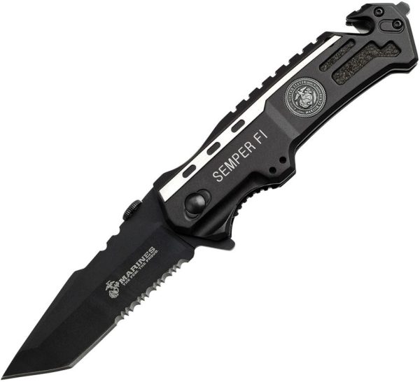 USMC Marines Rescue Linerlock Tanto - Black