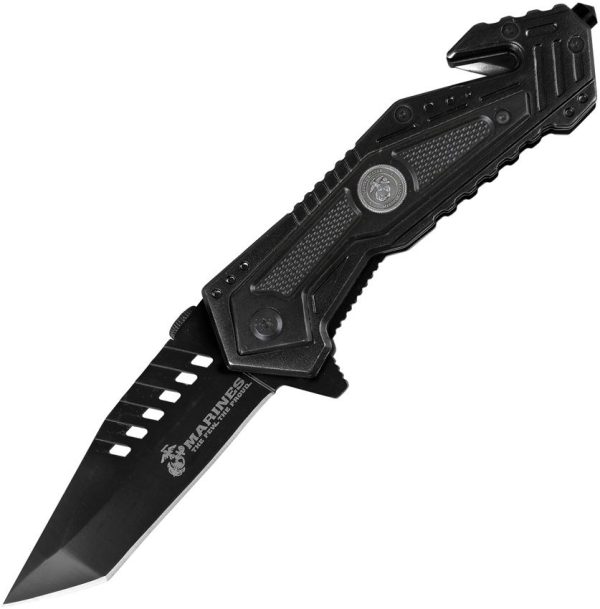 USMA1033BK.jpg USMC Salvager Rescue Linerlock Tanto - Black