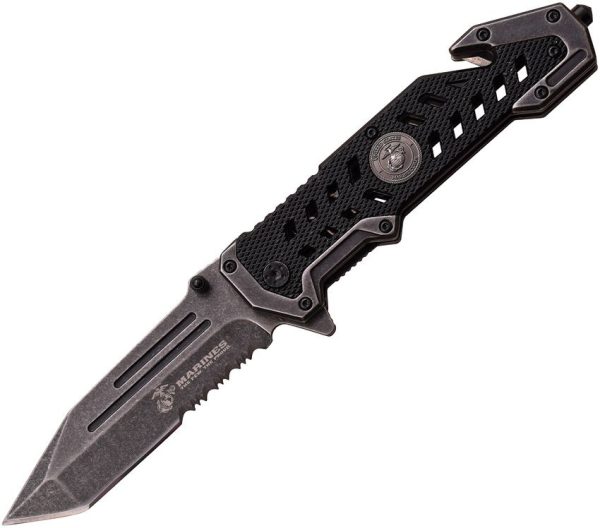USMA1052SW.jpg USMC Marines Linerlock A/O Tanto Stonewash