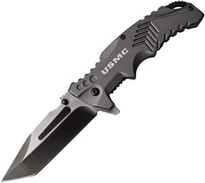USMA1058GY.jpg USMC Linerlock A/O Tanto Gray Aluminum
