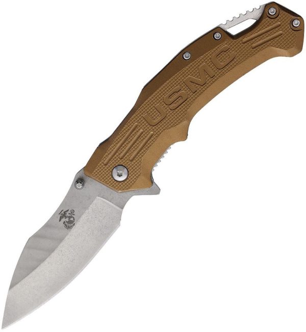 USMA1065TN.jpg USMC Linerlock A/O Assisted Tan Knife