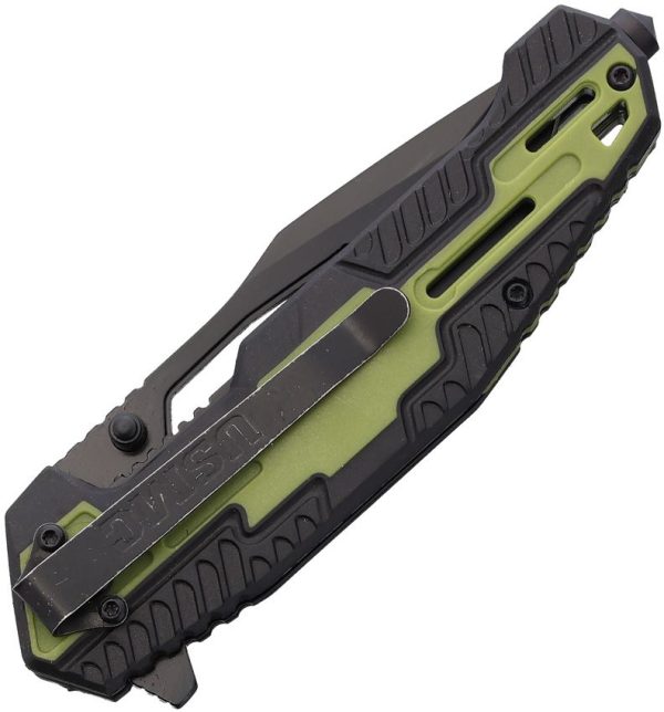 USMA3001GN_add_01.jpg USMC Linerlock A/O Tanto Black/Green FRN