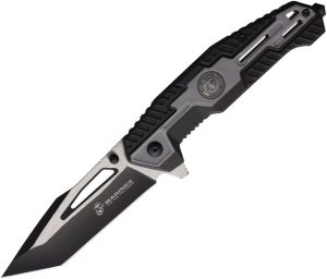 USMA3001GY.jpg USMC Linerlock A/O Tanto Black/Gray FRN
