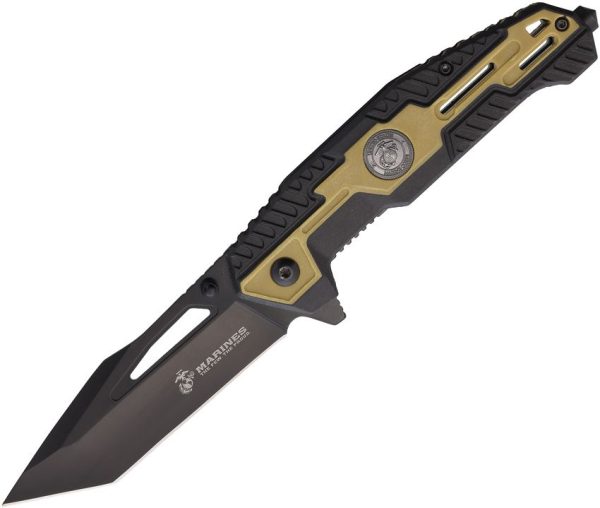 USMC Linerlock A/O Tanto Black/Tan FRN