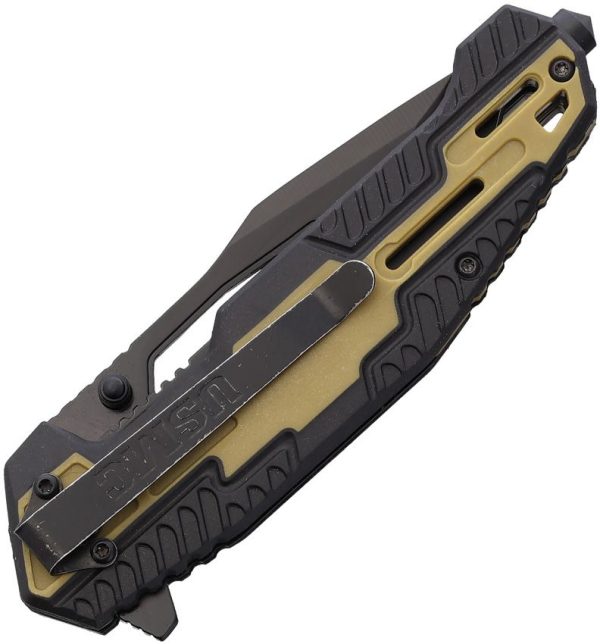 USMC Linerlock A/O Tanto Black/Tan FRN