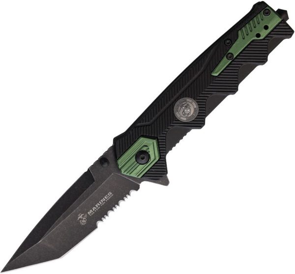 USMC Linerlock A/O Assisted Opening - Green Nylon