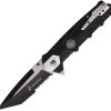 USMA3004GY.jpg USMC Linerlock A/O Folding Knife 3.5" Black Serrated Tanto