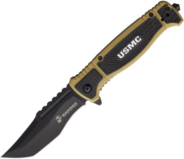 USMA3005TN.jpg USMC Linerlock A/O Modified Tanto - Tan Nylon