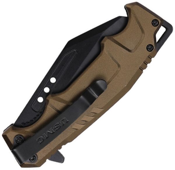 USMC Linerlock A/O Wharncliffe Green Aluminum