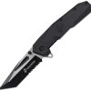 USMA3007BK.jpg USMC Linerlock A/O Tanto Black Nylon Serrated