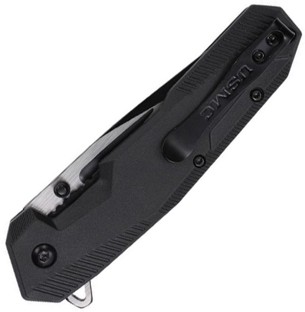 USMA3007BK_add_01.jpg USMC Linerlock A/O Tanto Black Nylon Serrated