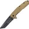 USMC Linerlock A/O Tanto Tan Nylon Serrated