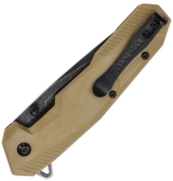 USMC Linerlock A/O Tanto Tan Nylon Serrated