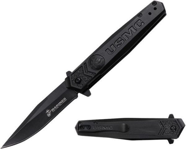 USMC Linerlock A/O Black Aluminum 3Cr13MoV