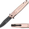 USMC Linerlock A/O Tan Aluminum 3Cr13MoV