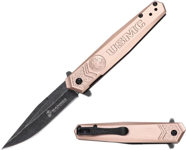 USMC Linerlock A/O Tan Aluminum 3Cr13MoV