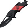 USMC Framelock A/O Black Red Aluminum