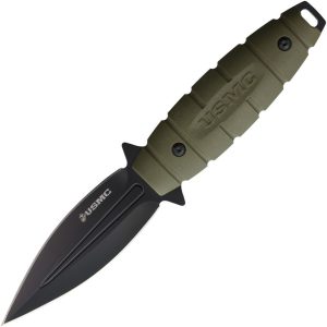 USMC Fixed Blade Green 4.25" Black Dagger Tactical Knife