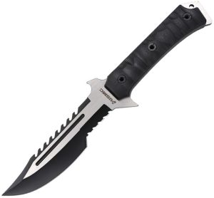 USMC Fixed Blade Black 7" 3Cr13MoV Serrated Tactical Knife