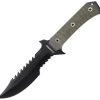 USMC Fixed Blade Green 7" Black Serrated Stainless Tactical Knife