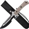 USMC Fixed Blade Tan 7" Serrated Stainless Tactical Knife