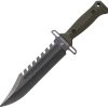USMC Bowie Green 10.38" Fixed Blade Tactical Knife Stonewash
