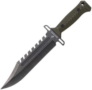USMC Bowie Green 10.38" Fixed Blade Tactical Knife Stonewash