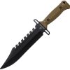 USMC Bowie Tan Fixed Blade Knife 10.38" Sawback 3Cr13MoV