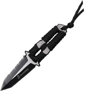 USMC Fixed Blade Black Cord Wrapped Tanto Knife