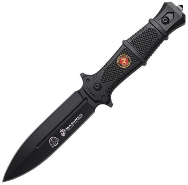 USMC Fixed Blade Black 5" 3Cr13MoV Stainless Tactical Knife
