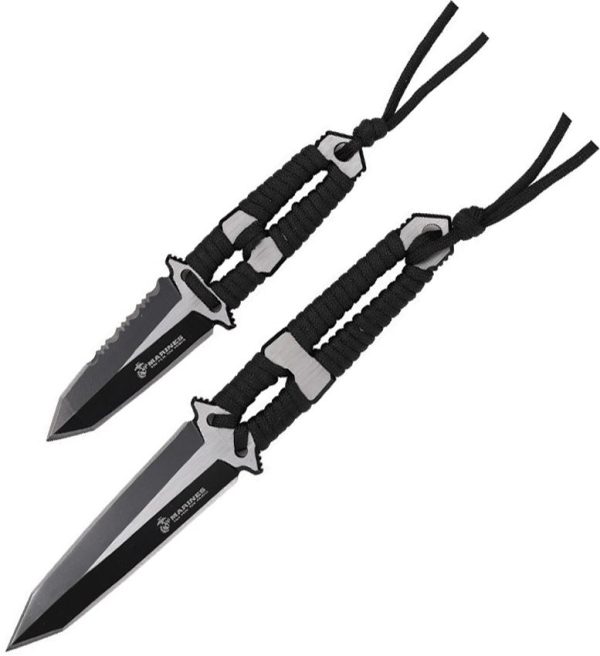 USMC Fixed Blade Set 3Cr13 Stainless Tanto Two-Tone Black