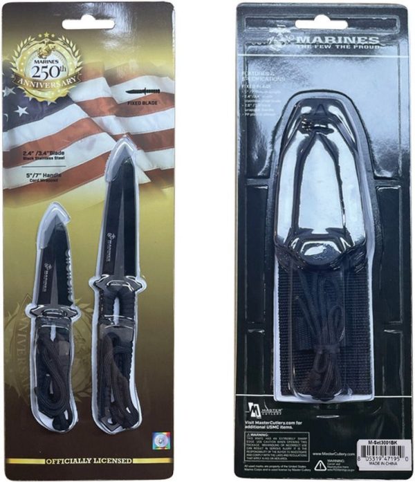 USMC Fixed Blade Set 3Cr13 Stainless Tanto Two-Tone Black