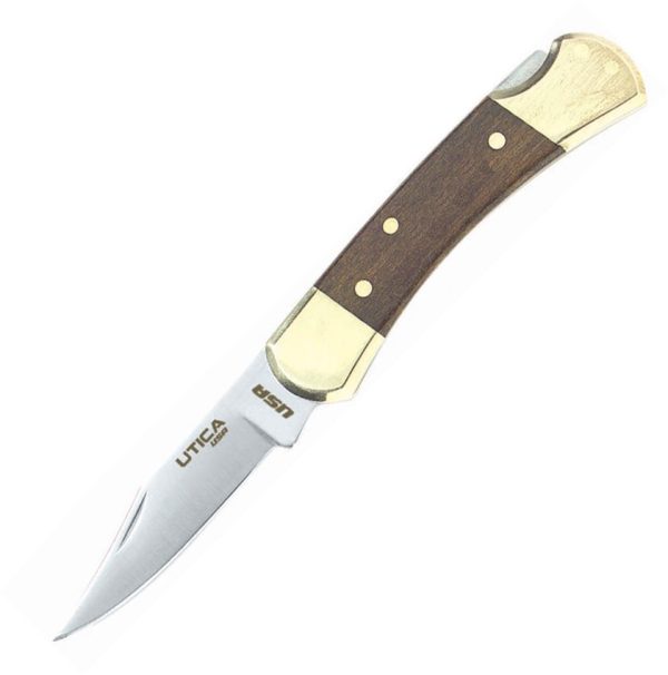 Utica Original Lockback Brown Wood 2.75 inches