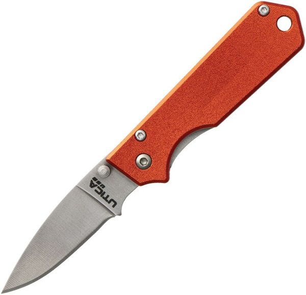 UTK112012O.jpg Utica Linerlock Orange 2" Folding Knife USA Made Pocket Clip