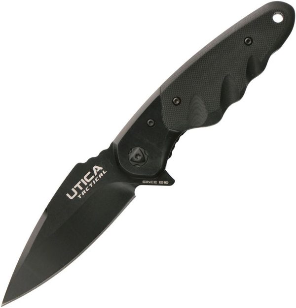 Utica Sawmill Fire IV Linerlock Folding Knife 8Cr13MoV Black G10